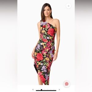 NWT Elliatt Talia Asymmetrical Midi Dress in Black Floral Small